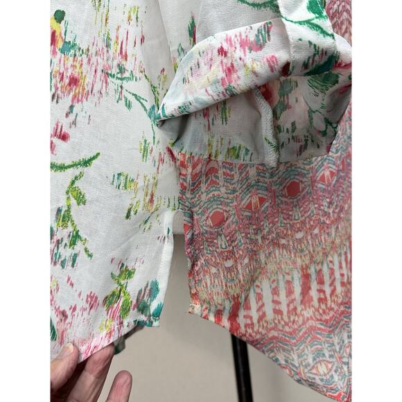 Fig & Flower Womens Sheer Floral Paisley Flowy Boho Hippie Blouse Size XL - Picture 7 of 12